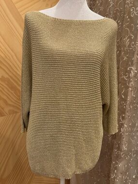 Gold shimmer Knit Boatneck Women's Sweater made in Italy